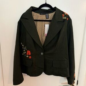 Mixit floral embroidered crop blazer.